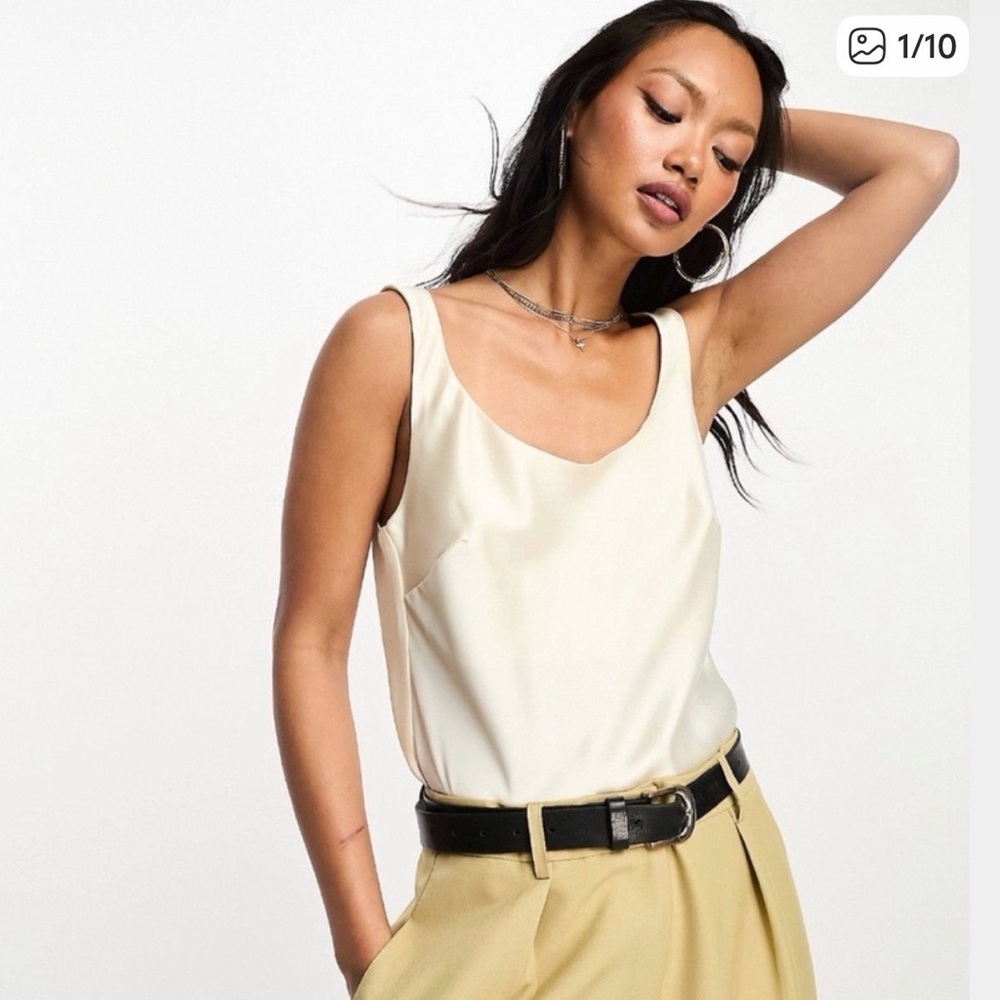 Unused ASOS Satin Cream Cami Scoop Neck